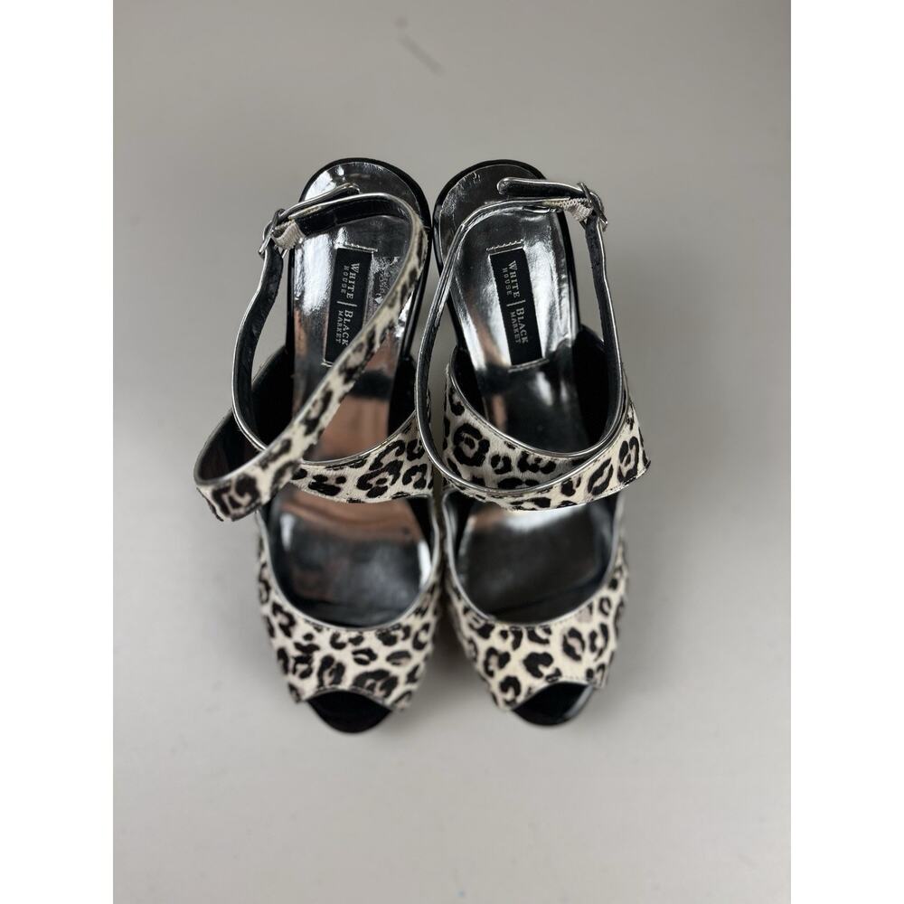 White House Black Market Leopard Print Calf Hair Slingback Heels Size 8M - Picture 3 of 5